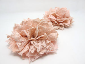 3 15/16 Inches Pleated Lace Flower|Pink Lace Flower Applique|Hair Supplies|Decorative Flower|Scrapbook Embellishment