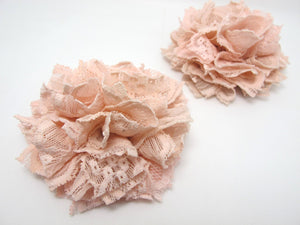 3 15/16 Inches Pleated Lace Flower|Pink Lace Flower Applique|Hair Supplies|Decorative Flower|Scrapbook Embellishment