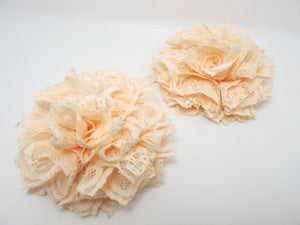3 15/16 Inches Pleated Lace Flower|Nude Lace Flower Applique|Hair Supplies|Decorative Flower|Scrapbook Embellishment