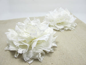 3 15/16 Inches Pleated Lace Flower|White Lace Flower Applique|Hair Supplies|Decorative Flower|Scrapbook Embellishment