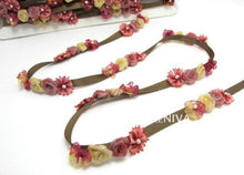 Load image into Gallery viewer, Burgundy &amp; Brown Flower Rococo Ribbon Trim|Decorative Floral Ribbon|Scrapbook Materials|Clothing|Decor|Craft Supplies