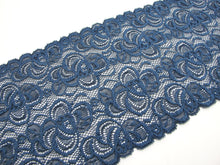 Charger l&#39;image dans la galerie, 5 13/16 Inches Elastic Stretchy Wide Lace|Gray Navy FloralEmbroidered Lace Trim|Bridal Wedding Materials|Clothing Ribbon|Hairband|DIY