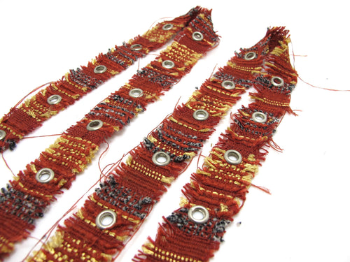 7/8 Inch Red Yarn Woven Ribbon|Studded|Waistband Belt|Costume Making|Decorative Embellishment|Braided|Colorful Strap|Dog Decor