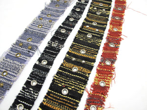 1 1/2 Inches Blue and Gray Yarn Woven Ribbon|Studded|Waistband Belt|Costume Making|Decorative Embellishment|Braided|Colorful Strap|Dog Decor