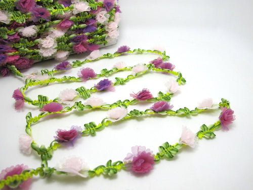 2 Yards Purple Pink Woven Rococo Ribbon Trim|Decorative Floral Ribbon|Scrapbook Materials|Clothing|Decor|Craft Supplies