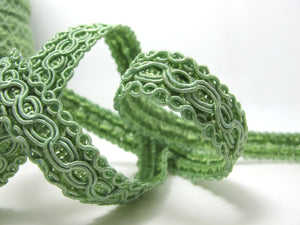 3 Yards 3/4 Inch Green Gimp Braided Trim|French Gimp Braided|Scroll Braid Trim|Decorative Embellishment Trim|Doll Trim|Home Decor