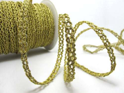 5 Yards 1/4 Inch Gold Woven Metallic Trim|Passementerie|Braided Gimp Trim|Embellishment|Craft Supplies|Wavy Trim Ribbon