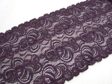 Load image into Gallery viewer, 5 13/16 Inches Elastic Stretchy Wide Lace|Purple FloralEmbroidered Lace Trim|Bridal Wedding Materials|Clothing Ribbon|Hairband|DIY