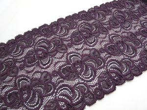 5 13/16 Inches Elastic Stretchy Wide Lace|Purple FloralEmbroidered Lace Trim|Bridal Wedding Materials|Clothing Ribbon|Hairband|DIY