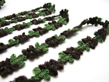 Charger l&#39;image dans la galerie, 3 Yards 9/16 Inch Brown and Green Chenille Woven Trim|Wavy Trim|Decorative Embellishment|Floral Passementerie|Craft Sewing Supplies
