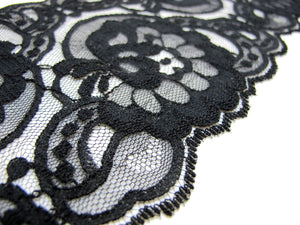 CLEARANCE|3 YARDS 5 1/2 Inches Wide Lace|Black|Floral|Embroidered Lace Trim|Bridal Wedding Materials|Clothing Ribbon|Hairband|Accessories