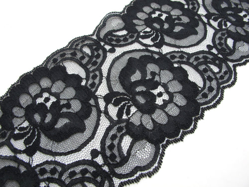 CLEARANCE|3 YARDS 5 1/2 Inches Wide Lace|Black|Floral|Embroidered Lace Trim|Bridal Wedding Materials|Clothing Ribbon|Hairband|Accessories