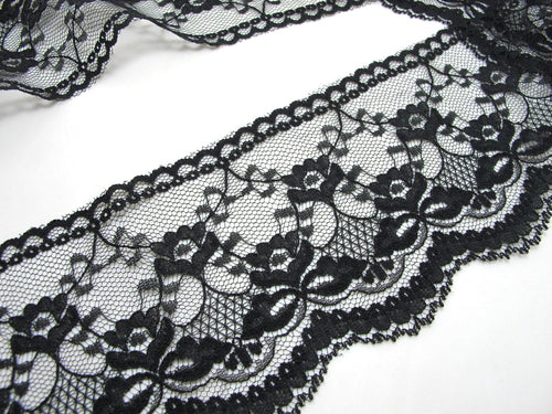 2 Yards 3 1/2 Inches Lace Trim|Black FloralEmbroidered Lace Trim|Bridal Wedding Materials|Clothing Ribbon|Hairband|Accessories DIY