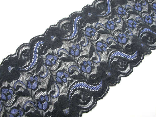 CLEARANCE|3 Yards|5 7/16 Inches Black and Purple Lace Trim|Floral|Embroidered Lace Trim|Materials|Clothing Ribbon|Hairband|Accessories DIY