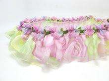 画像をギャラリービューアに読み込む, 1 5/8 Inch Purple Floral Ombre Pleated Printed Polyester Ribbon with Woven Rosette Trim|Headband Supplies|Hair Embellishment|Decorative Trim