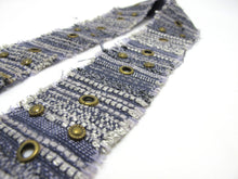 Charger l&#39;image dans la galerie, 1 1/2 Inches Blue and Gray Yarn Woven Ribbon|Studded|Waistband Belt|Costume Making|Decorative Embellishment|Braided|Colorful Strap|Dog Decor