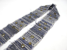 画像をギャラリービューアに読み込む, 1 1/2 Inches Blue and Gray Yarn Woven Ribbon|Studded|Waistband Belt|Costume Making|Decorative Embellishment|Braided|Colorful Strap|Dog Decor