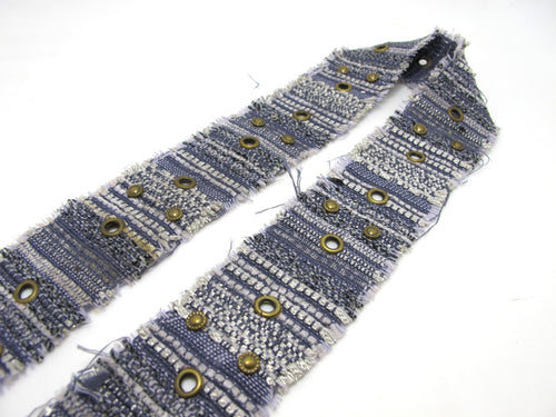 1 1/2 Inches Blue and Gray Yarn Woven Ribbon|Studded|Waistband Belt|Costume Making|Decorative Embellishment|Braided|Colorful Strap|Dog Decor
