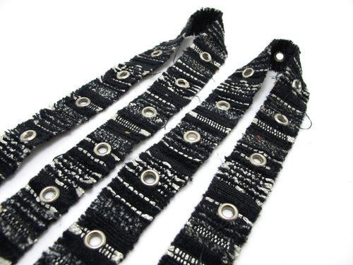 7/8 Inch Black Yarn Woven Ribbon|Studded|Waistband Belt|Costume Making|Decorative Embellishment|Braided|Colorful Strap|Dog Decor