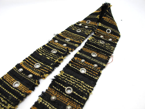1 1/2 Inches Black and Gold Yarn Woven Ribbon|Studded|Waistband Belt|Costume Making|Decorative Embellishment|Braided|Colorful Strap