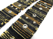 Load image into Gallery viewer, 1 1/2 Inches Black and Gold Yarn Woven Ribbon|Studded|Waistband Belt|Costume Making|Decorative Embellishment|Braided|Colorful Strap