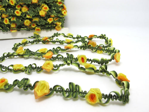 2 Yards Yellow Woven Rococo Ribbon Trim|Decorative Floral Ribbon|Scrapbook Materials|Clothing|Decor|Craft Supplies