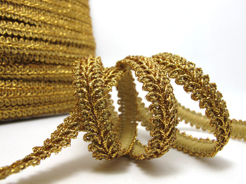 3 Yards 3/8 Inch Gold Glittery Gimp Braided Trim|6 Colors|French Gimp Braided|Scroll Braid Trim|Decorative Embellishment Trim