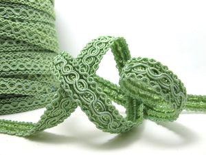 3 Yards 3/4 Inch Green Gimp Braided Trim|French Gimp Braided|Scroll Braid Trim|Decorative Embellishment Trim|Doll Trim|Home Decor